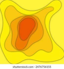 Yellow abstract waves and curves cut from paper.