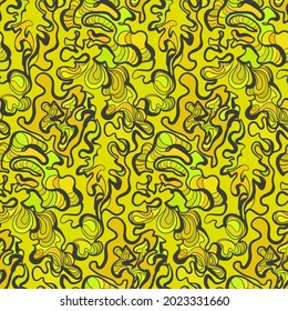 ondas abstractas amarillas estilo de cristal vectorial patrón de línea de arte transparente