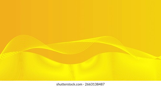 Fundo ondulado abstrato amarelo. Ilustração criativa para cartaz, web, landing, página, capa, anúncio, saudação, cartão, promoção. Vetor Eps 10.