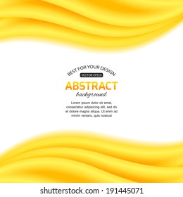 Yellow abstract wavy background with place for text. Vector illustration.