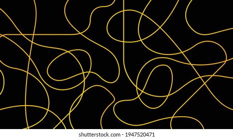 Yellow abstract wavy random line on a black background. EPS10.