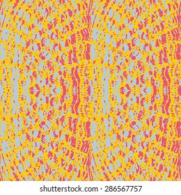 Yellow abstraction with blue and pink elements 