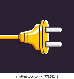 Yellow AC power plug icon on a black background.