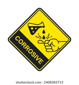 yellow acid caution sign. flat vector illustration.