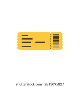 Yellow Admission Ticket Vector Illustration for Cinema, Theater, or Event Isolated on White Background