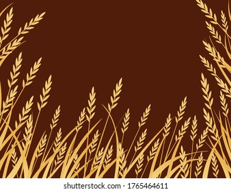 Yellow african savanna grass flat vector illustration on brown background