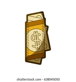 yellow aged silhouette of folded bill in many parts vector illustration