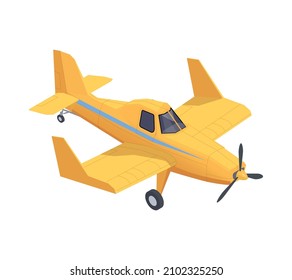 Yellow agricultural aircraft isometric icon on white background 3d vector illustration