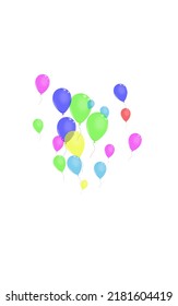 Yellow Air Background White Vector. Baloon Realistic Border. Green Light. Red Surprise. Helium Latex Banner.