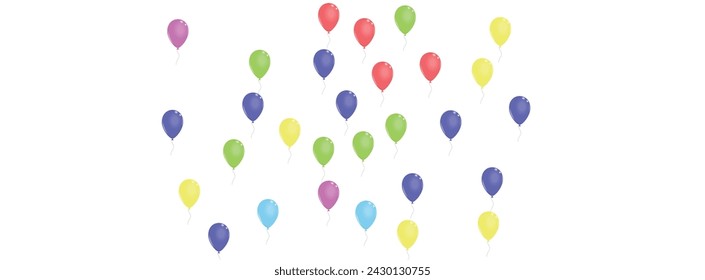 Yellow Air Background White Vector. Helium Ceremony Template. Red Present. Multicolor Flying. Surprise Event Card. svg