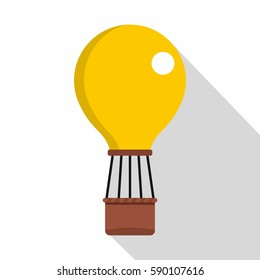 Yellow air balloon icon. Flat illustration of yellow air balloon vector icon for web isolated on white background