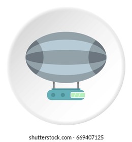 Yellow air balloon icon in flat circle isolated on white vector illustration for web