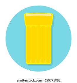 Yellow air pool floating water mattress. Round circle icon. White background. Isolated. Flat design. Vector illustration