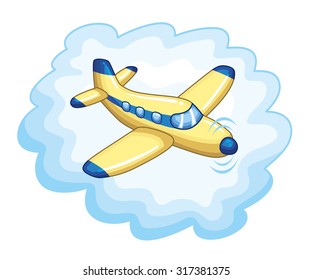 Yellow airplane on a sky background.