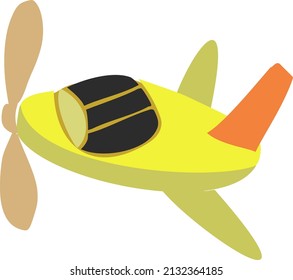 Yellow Airplane With Propeller On The Front Flying