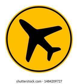 Yellow Airport Circle Sign Isolated On Stock Vector (Royalty Free ...