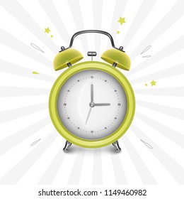 Yellow alarm clock on white background, vector illustration
