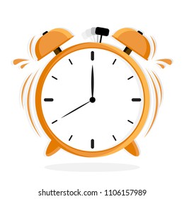  Yellow alarm clock . Ringing clock. Vector illustration design.