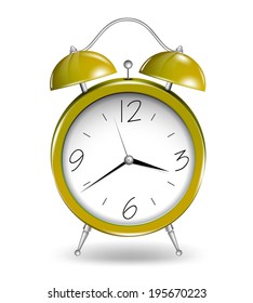 Yellow alarm clock. Vector