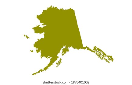 Yellow Alaskan state map silhouette in the United States of America