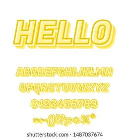 Yellow alphabet and font. Vector.