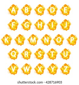 Yellow alphabet, letters on yellow abstract, font style design, template elements, vector illustration, EPS 10