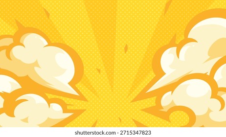 Yellow American Comic Stil kühlen Landung Rauch Illustration Material_16:9