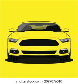 Yellow american muscle car ford mustang