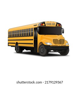 yellow american school transport bus illustration for school children