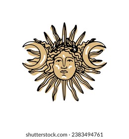Yellow ancient Greek coin of Sun Goddess