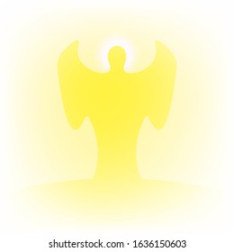 Yellow angel with a glowing background