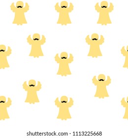yellow angels with black mustache vector pattern