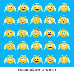 Yellow angels emotions set
