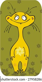 Yellow animal on a green background