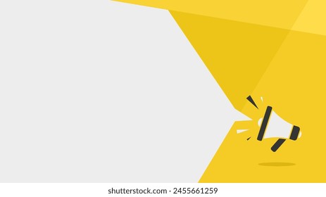 yellow announcement template background with megaphone and empty space for text