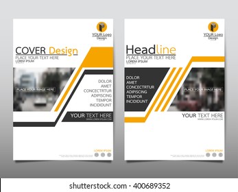 Yellow annual report brochure flyer design template vector, Leaflet cover presentation abstract flat background, layout in A4 size