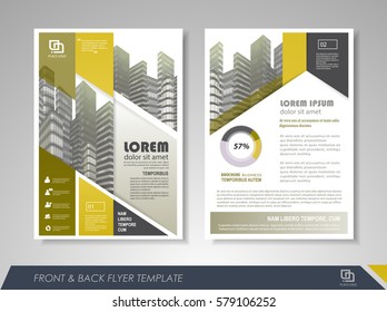 Yellow annual report brochure flyer design template. Leaflet cover presentation abstract background for business, magazines, posters, booklets, banners. Layout in A4 size. 