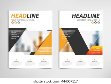 Yellow annual report brochure template design, book cover layout design vector, , Abstract yellow presentation templates.