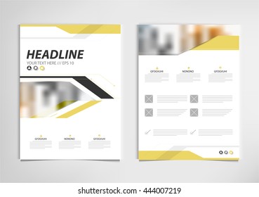 Yellow annual report brochure template design, book cover layout design vector, , Abstract yellow presentation templates.