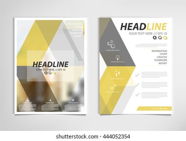 Yellow annual report brochure template design, book cover layout design vector, , Abstract yellow presentation templates.