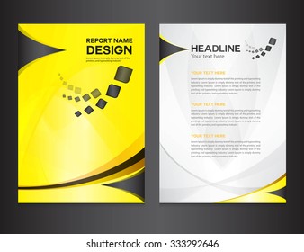 Yellow Annual report design vector illustration, cover template layout, brochure flyer, booklet, leaflet, company profile, newsletter, presentation, catalog, magazine ads