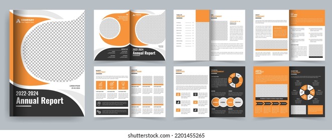 Yellow annual report layout template and business brochure presentation template design, company profile, project proposal, booklet