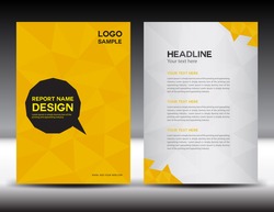Yellow Annual Report Vector Illustration, Cover Design, Brochure Flyer, Booklet, Abstract Polygon Background, Newsletter, Poster, Leaflet, Catalog, Book