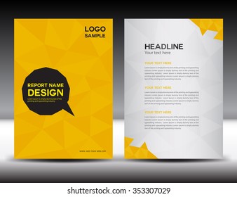 Yellow Annual Report Vector Illustration, Cover Design, Brochure Flyer, Booklet, Abstract Polygon Background, Newsletter, Poster, Leaflet, Catalog, Book