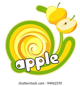 Yellow apple. Background for design of packing. Vector illustration.
