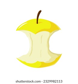 Yellow apple core. Vector flat illustration. Isolated on white.