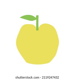 Yellow apple. Cutouts fruit. Shape colored cardboard or paper. Funny childish applique