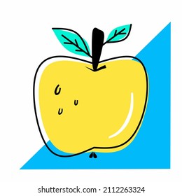 Yellow apple fruit flat icon