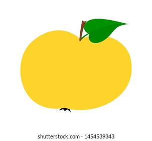 Yellow apple icon. Cartoon sweet fruit vector illustration isolated on white background.