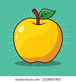Icono amarillo de la manzana, Vector plano del estilo